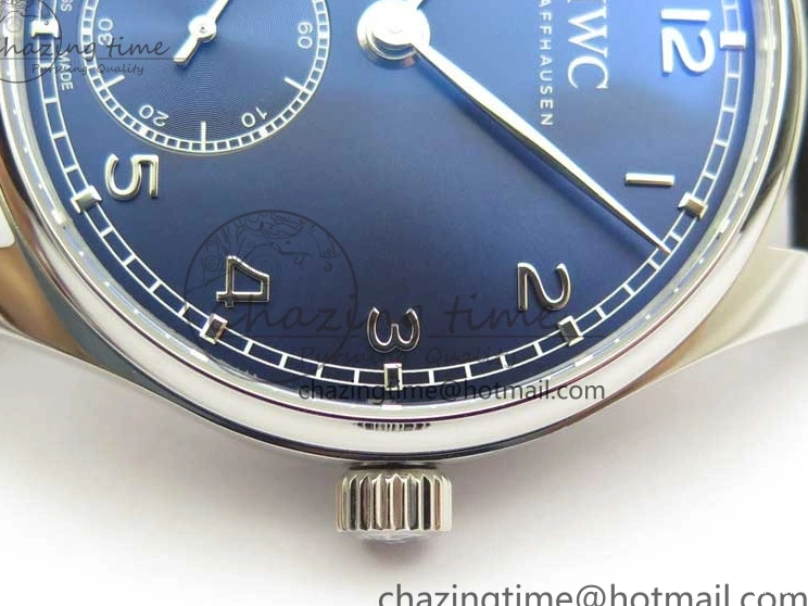 MIROTIME 0112 TimelessDesign Portuguese IW358304 ZF 1:1 Best Edition SS Blue Dial on Leather Strap A 7078